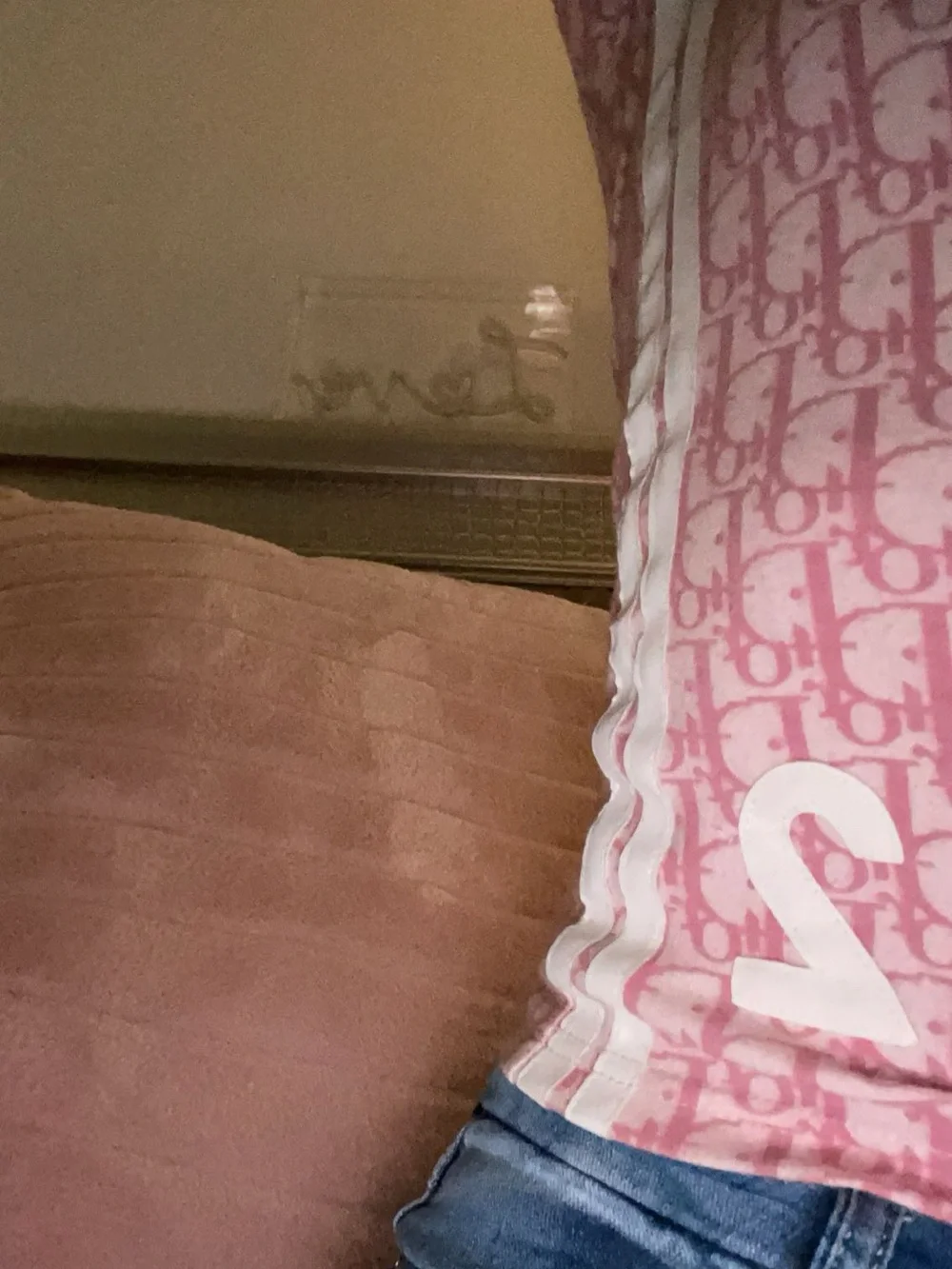 Dior Pale Pink Logo-Pattern Long Sleeve Top - Picture 4 of 4